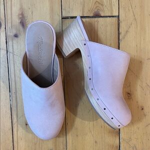 Madewell Blush Mules with Wooden Heel